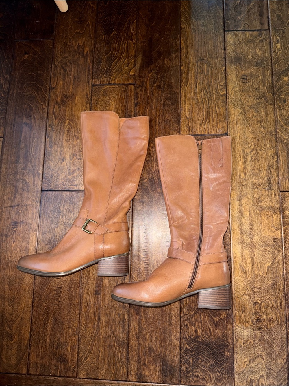 Naturalizer Women's Cognac Mid-Calf Leather Heeled Boots